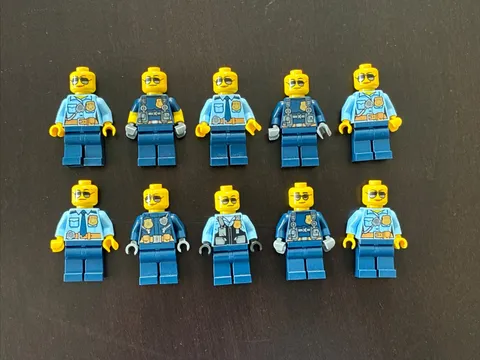 Lego Police Cop Minifigure Lot OF 10 100% Lego Figures Excellent Condition USED