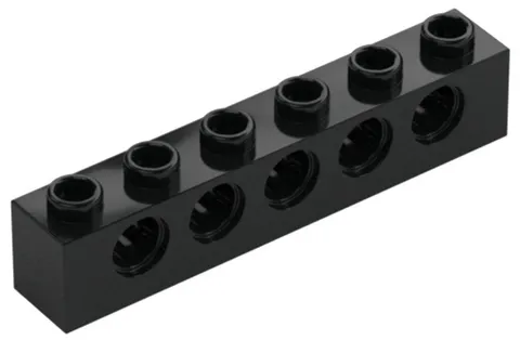 Lego Black TECHNIC Brick 1 x 6 with Holes Qty 1 Part 3894 T1