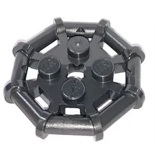 LEGO 4x Pearl Dark Gray Plate, Modified 2 x 2 with Bar Frame Octagonal inv.639