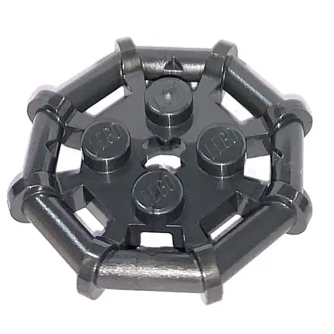 LEGO 4x Pearl Dark Gray Plate, Modified 2 x 2 with Bar Frame Octagonal inv.639
