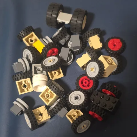 LEGO Bulk Lot Wheels & Tires Vehicle Parts Multicolor Mixed Pieces Plastic