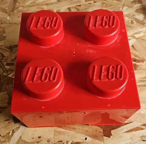 Lego 2x2 Brick Box Red Storage 10" X 10" X 5" BI