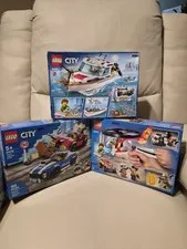LEGO City Lot 3 Sets 60221 Diving Yacht 60242 Highway Arrest 60248 Helicopter