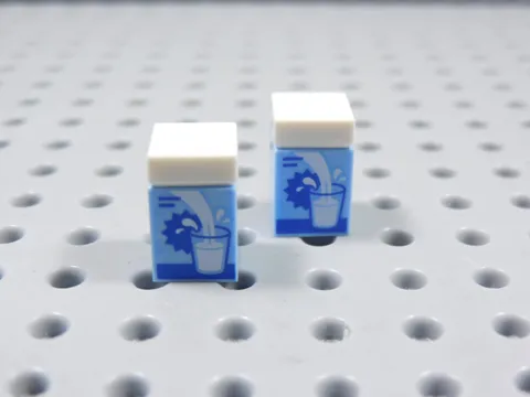 LEGO Lot of 2 Light Blue 1x1 Printed Milk Carton w/ White Top Food Minifig BG