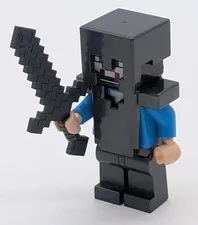 Lego Steve Minecraft Dark Gray Helmet Armor Weapon Minifigure Mini Figure 21172