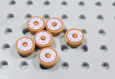 LEGO Lot of 6 Medium Nougat 1x1 Round Donut Tiles Plates Food Minifig BI