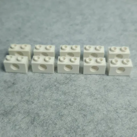 LEGO 3700 Technic 1x2 Brick with Hole White x10 Genuine