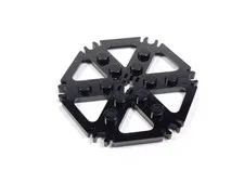 LEGO Black Technic Plate 6x6 Hexagonal w/ 6 Spokes & Clips S9