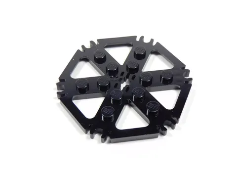 LEGO Black Technic Plate 6x6 Hexagonal w/ 6 Spokes & Clips S9