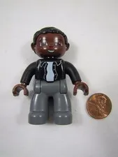 Lego Duplo FATHER African American MAN DAD in SHIRT & GREY PANTS 2.5" FIGURE 