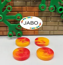 (S12 / 19 / 3) LEGO 4x 53993pb01 Projectile Disk 2x2 Red Marbled