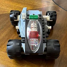 LEGO Custom Built 4-Wheel Vehicle Car Printed Black/Gray Clear Canopy