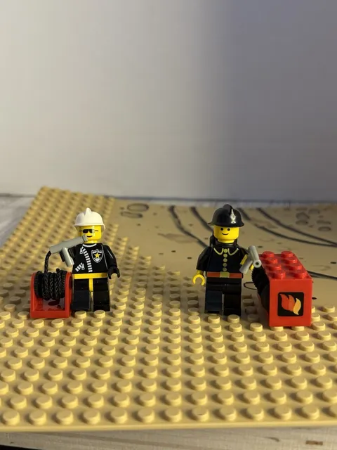 LEGO Firefighter Minifigures Lot of 2 with Accessories Vintage