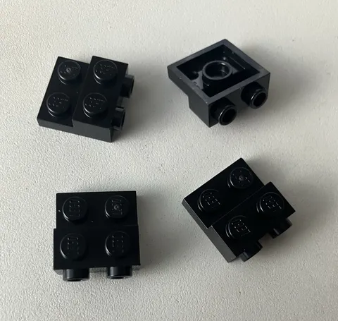 LEGO 4x NEW Pieces Plate 2x2x2/3 Modified w/ 2 Studs on Side BLACK #99206