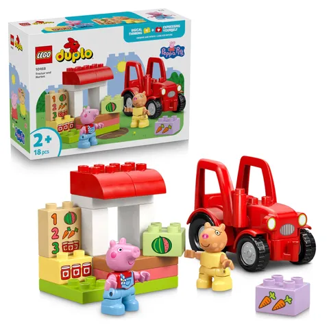 LEGO DUPLO Peppa Pig Tractor and Market - Educational Motor Skills Toy for Toddl