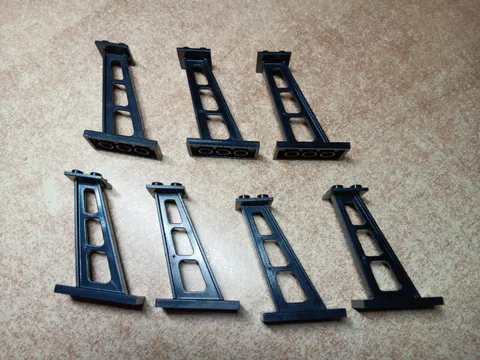 LEGO BULK LOT OF 7 BLACK STANCHION INCLINED TRAIN MONORAIL SUPPORT 2X4X5 #4476B