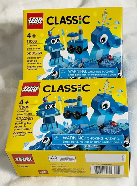 LEGO Classic 11006, Creative Blue Blocks Box, Lot of 2, 52 Pieces Each