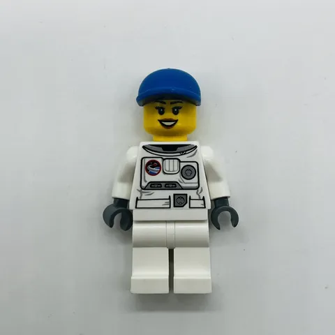Lego Minifigure Woman Spacesuit, White Legs, Blue Short Bill Cap cty0225a City