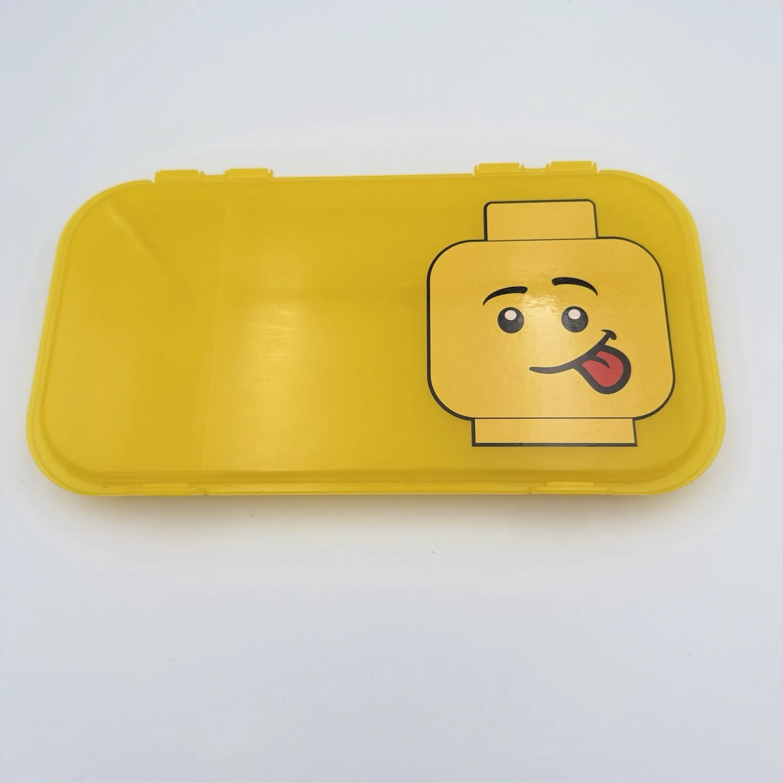 LEGO Minifigure Storage Case Yellow 499230 Tongue Out Head Organizer Box Vintage