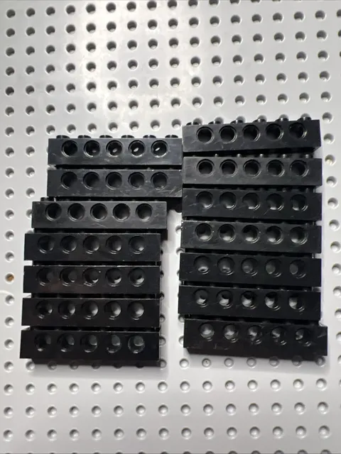LEGO 3894 Black Technic, Brick 1 x 6 with 5 Holes 14 Pieces