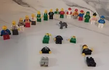 Vintage LEGO Minifigure Lot + Dog / Mixed Figures & Parts / Construction,...