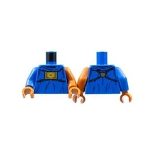 LEGO - Minifig, Torso Robe, Gold Panel w/ Hexagon Symbol / Dark Orange Left Arm
