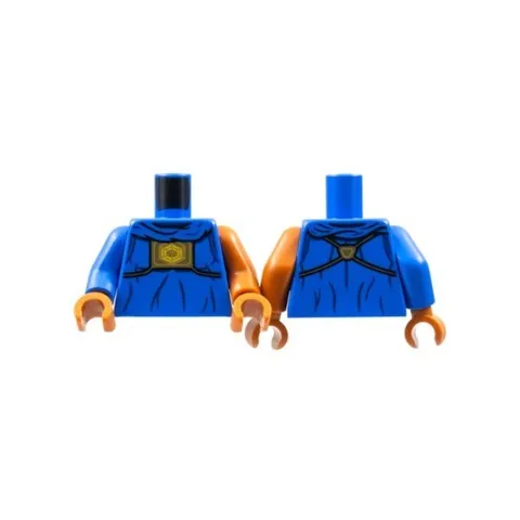 LEGO - Minifig, Torso Robe, Gold Panel w/ Hexagon Symbol / Dark Orange Left Arm