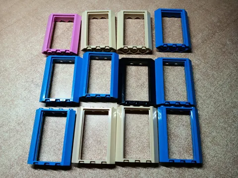 LEGO BULK LOT 12 DOOR FRAMES 4X4X6 CORNER #28327 BLUE TAN BLACK DARK PINK