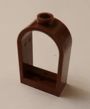 Lego x1 Reddish Brown 1x2x2 2/3 Window, Round Top, 30044 (028-132)