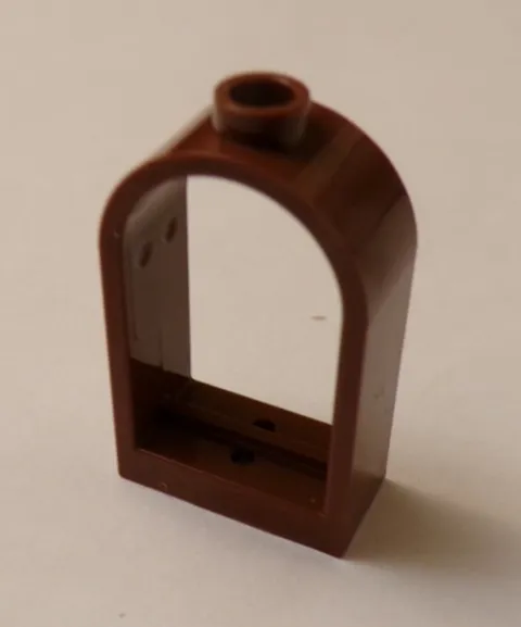Lego x1 Reddish Brown 1x2x2 2/3 Window, Round Top, 30044 (028-132)