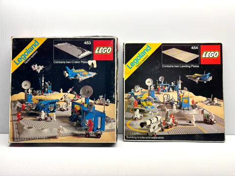 LEGO 1978 Space Crater Plates 453 Landing Plates 454 Complete with Pkg FREE SHIP