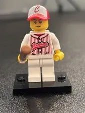 LEGO Minifigures Series 3 Baseball Player COL03-16 Complete w/ Bat & Baseplate