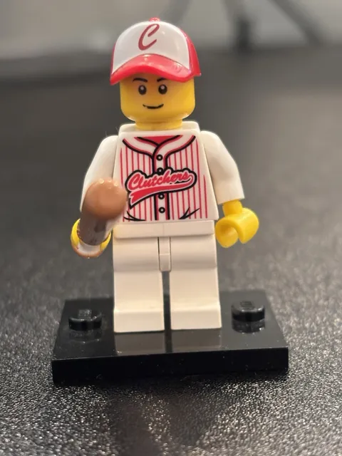 LEGO Minifigures Series 3 Baseball Player COL03-16 Complete w/ Bat & Baseplate