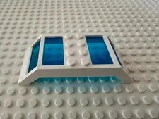 LEGO Window 4x10x2 Roof Slope Double with Fixed Trans-Dark Blue Glass 30343c01