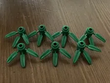 Bulk Lot x7 Lego Plant Brick, Round 1x1 With 3 Bamboo Leaves Green - Genuine