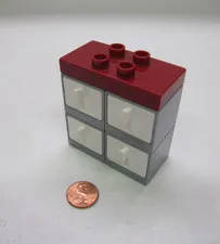Lego Duplo Silver Cabinet w/ 4 White Drawers Dresser For Room Vintage House