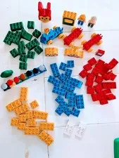 VTG 90s LEGO Duplo Lot 86pc Animals Train Figures Circus Green Bucket #2397