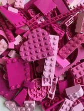 LEGO Mixed Pink Parts Bulk - Light Pink Magenta & Dark Pink Assortment - 100 Pcs