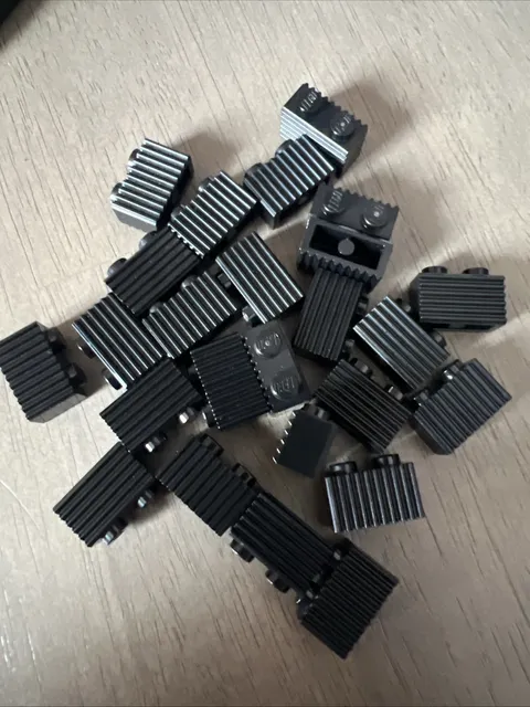LEGO 2877 Black Brick, Modified 1 x 2 with Grille / Fluted Profile 25 Pieces