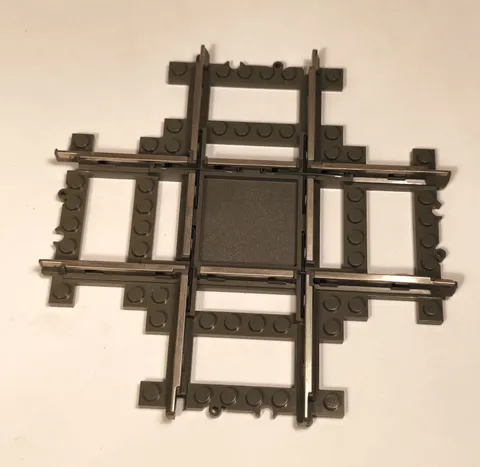LEGO DARK GRAY 9V TRAIN METAL TRACK CROSSING RAILWAY #4591 #32087