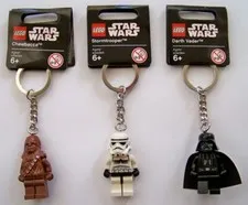 Lot of 3 Lego Star Wars Keychains NEW Stormtrooper Chewbacca Darth minifigures