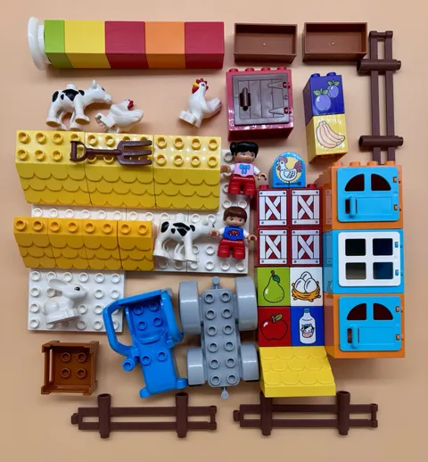 Lego Duplo Farm Parts And Pieces Lot Animals Minifigures Tractor Fence Bases
