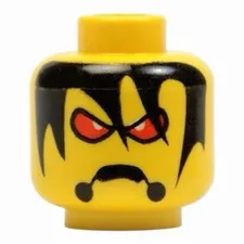 LEGO Minifigure, Head Alien with Red Eyes, Frown, and Messy Hair