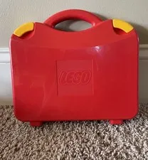 LEGO Red Travel Carry Case Storage Box Yellow Latches w/Adjustable Dividers 