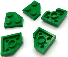 Lego 5 New Green Wedge Plates 2 x 2 Cut Corner Parts