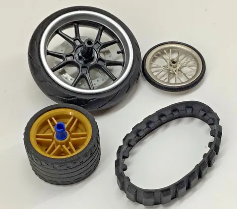 Lot of 4  LEGO Wheels Tires Rims Black Tires Replacements  Parts Pieces