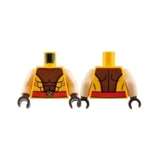 LEGO - Minifig, Torso Muscles, Outline Brown Center w/ X Belt Buckle - Wolverine