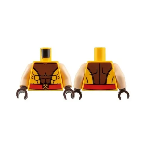 LEGO - Minifig, Torso Muscles, Outline Brown Center w/ X Belt Buckle - Wolverine
