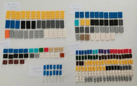 LEGO Plate Lot: 1x2, 2x2, 2x3, 2x4. Assorted Colors, 241 pieces