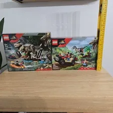 LEGO Jurassic World Rebirth T Rex River Escape 76975 +Raptor Off-Road Road 76972